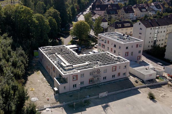 Neues Heim Bild des Wohnheims aus der Vogelperspektive