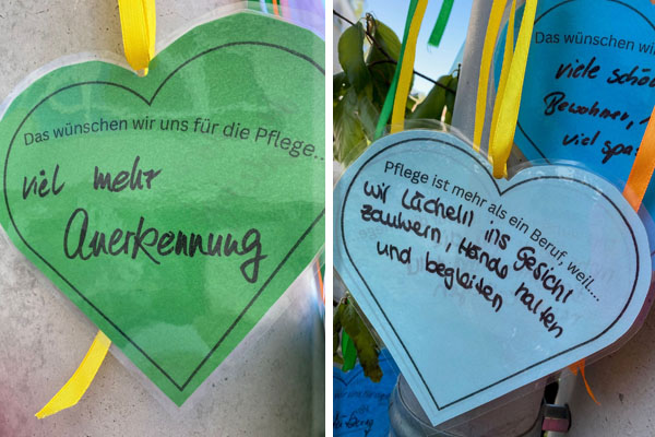 Tag der Pflege Das Foto zeigt die Herzen am Baum.
